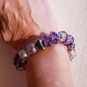 Charming Charlie Purple/Silver Beaded Bracelet